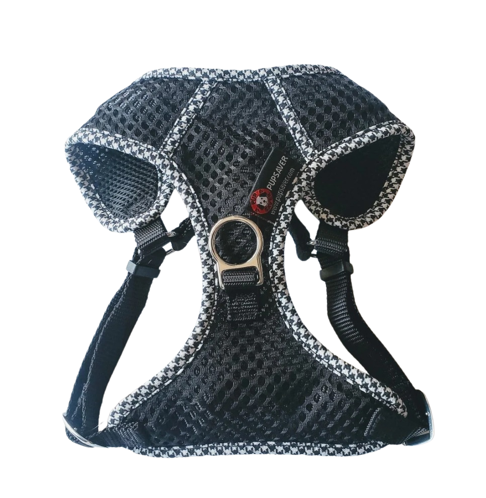 PupSaver Compatible Harnesses - Black & White Houndstooth